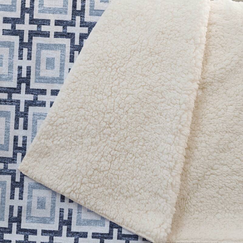 Premium Machine Washable ASB139 Modern Geo Sherpa Throw Blanket
