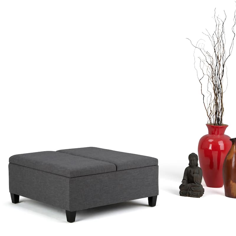 WYNDENHALL Tyler 36 inch Wide Contemporary Square Table Ottoman - Slate Grey