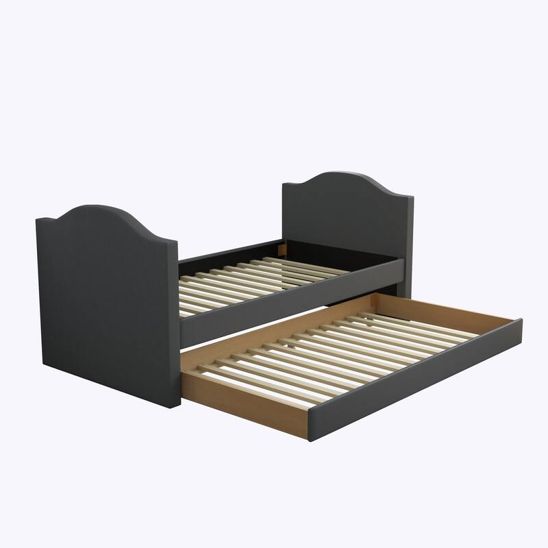 Boyd Sleep Messina Faux Leather Upholstered Day Bed with Trundle - Black