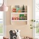 preview thumbnail 2 of 15, Danya B. Steiner White Rounded Contemporary 2-Tier Kids Wall-Mount Bookcase with Contrasting Wood-toned Rods