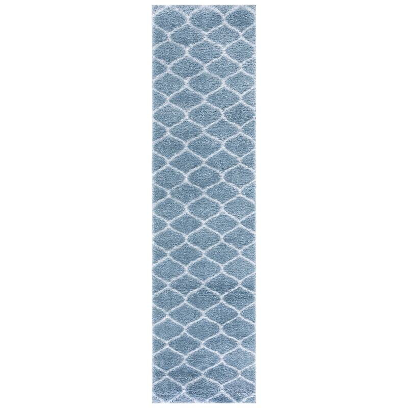 SAFAVIEH, Tahoe Shag Lisl Trellis 1.2-inch Thick Rug - 2' x 9' Runner