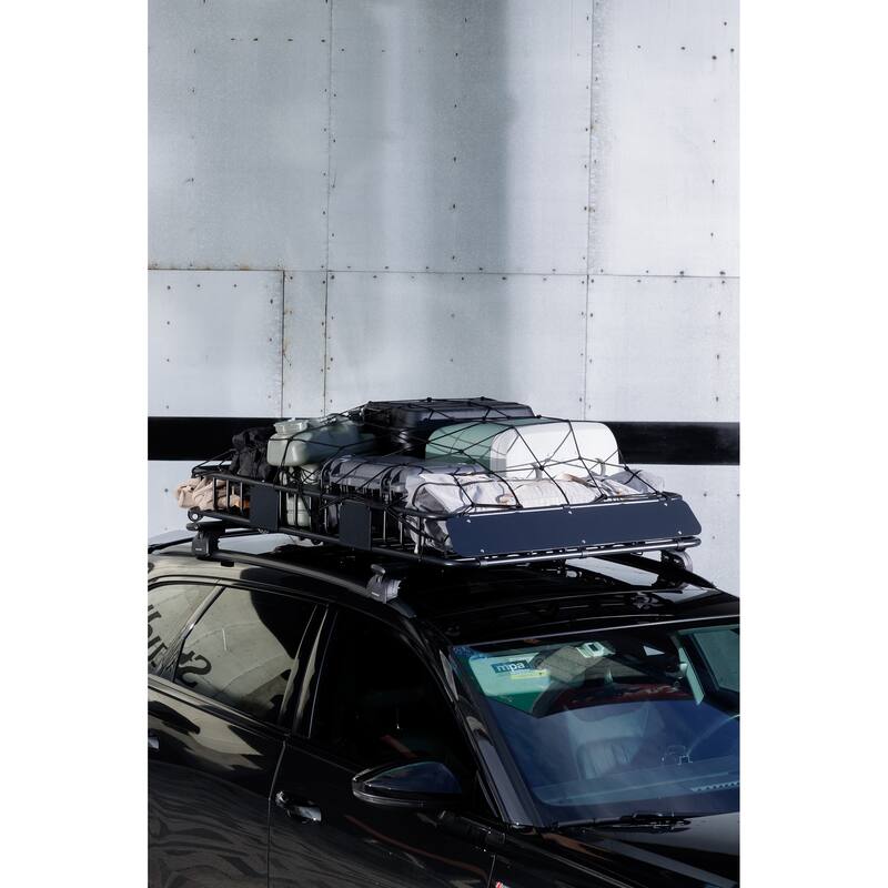 Roof Rack Basket Rooftop Steel Rack, Cargo Carrier with 250 Lbs Capacity, Extension Black Car Top Luggage Holder 64" Universal