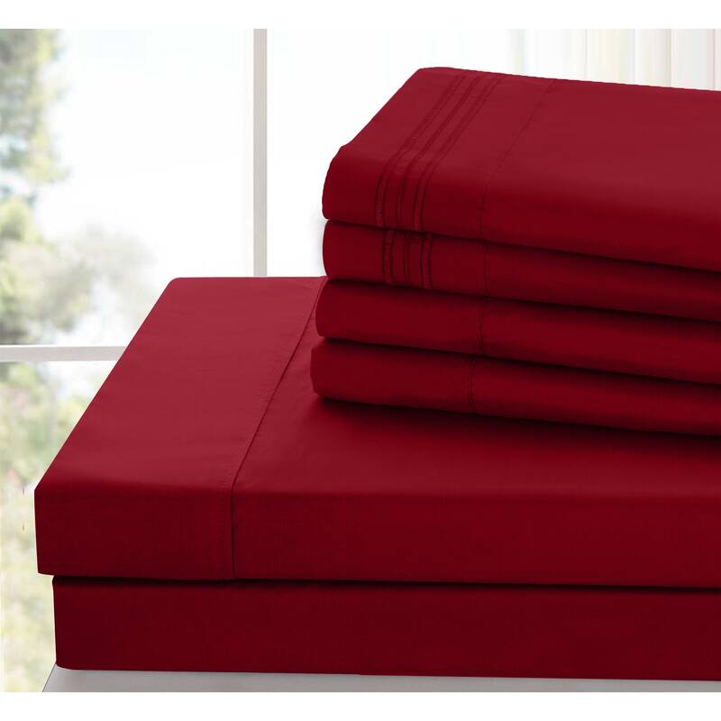 6 Piece Bed Sheet Set Deep Pocket Ultra Soft Microfiber Bedding Sheets