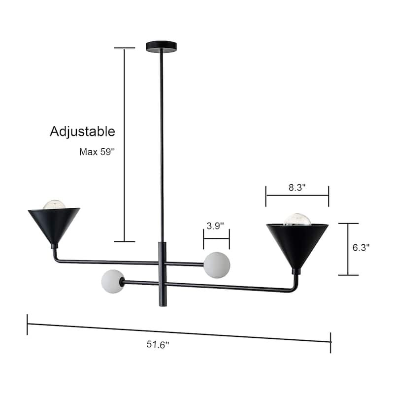 Modern 4-Light Chandelier Linear Kitchen Island Lights