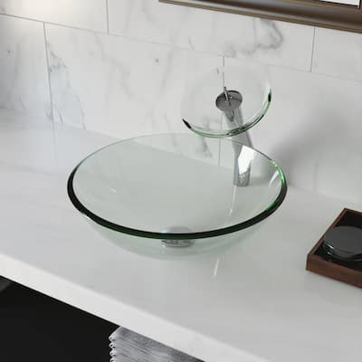 DeerValley Symmetry 16 1/2" Glass Circular Vessel Bathroom Sink