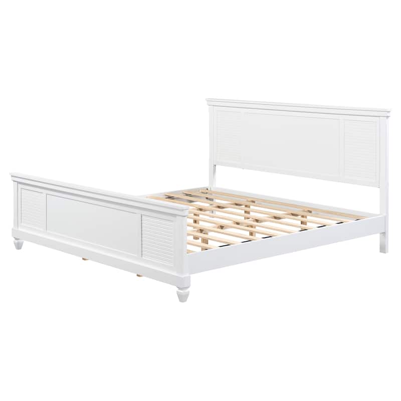 Christopher Knight Home - Elsa Elegant White Solid Wood Platform Bed with Farmhouse Style