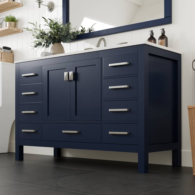 Eviva Aberdeen 54"W Bath Vanity with Carrara Quartz Top