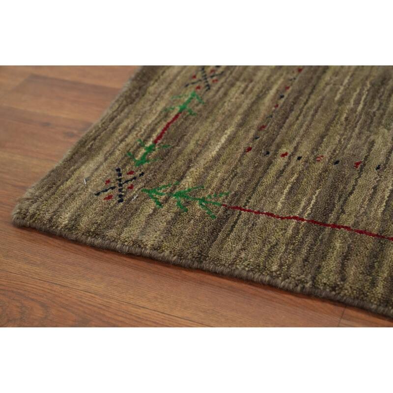 Hand Knotted Oriental 100% Wool Carpet Tribal Tribal Multi-Colored Gabbeh Runner Rug - 11' 4'' X 2' 10''