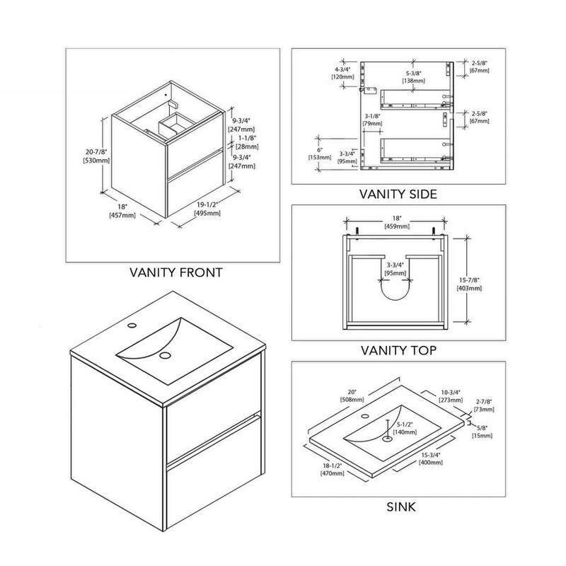 Blossom Valencia Floating Bathroom Vanity with Ceramic Sink