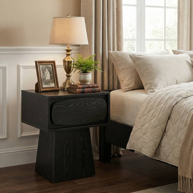 Rustic Wood Grain Nightstand with Drawer, 21.65"W