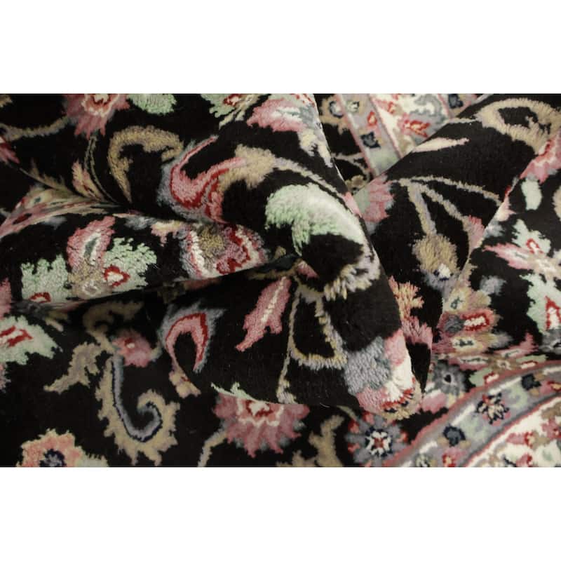 Hand Knotted Oriental 100% Wool Carpet Traditional Traditional Black Kashan Area Rug - 6' 1'' X 4' 0''