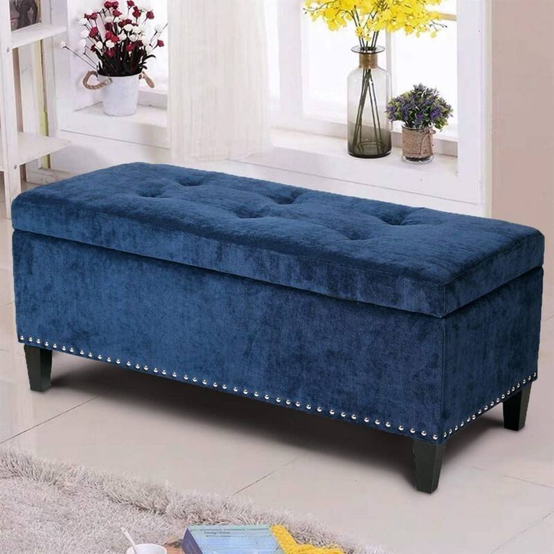 Rectangle Tufted Lift Top Storage Ottoman