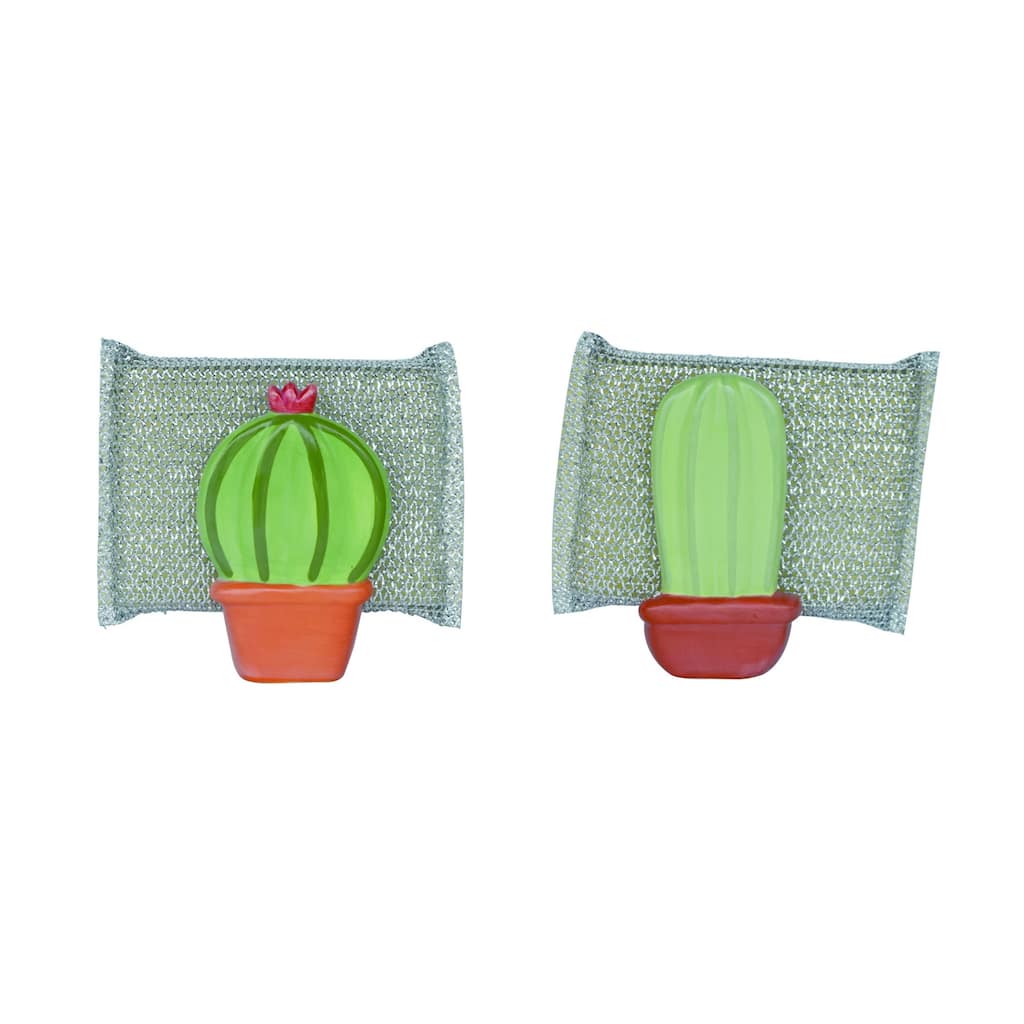Transpac Ceramic Sienna Cactus Sponge Holder Set of 2 Spring Home Decorations