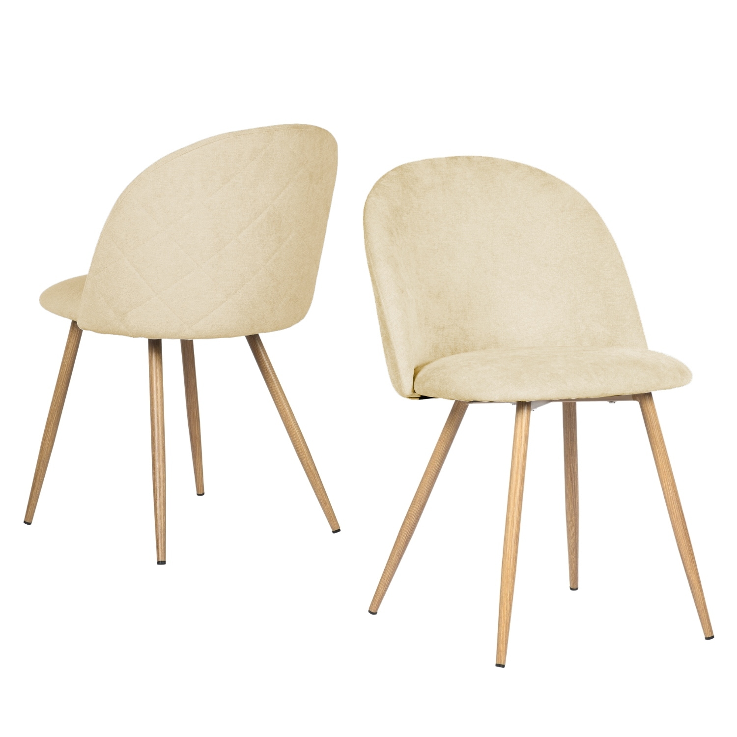 Homy Casa Set of 4 Upholstered Dining Chairs with Curved Back and Wooden-Look Metal Legs for Dining and Lounge