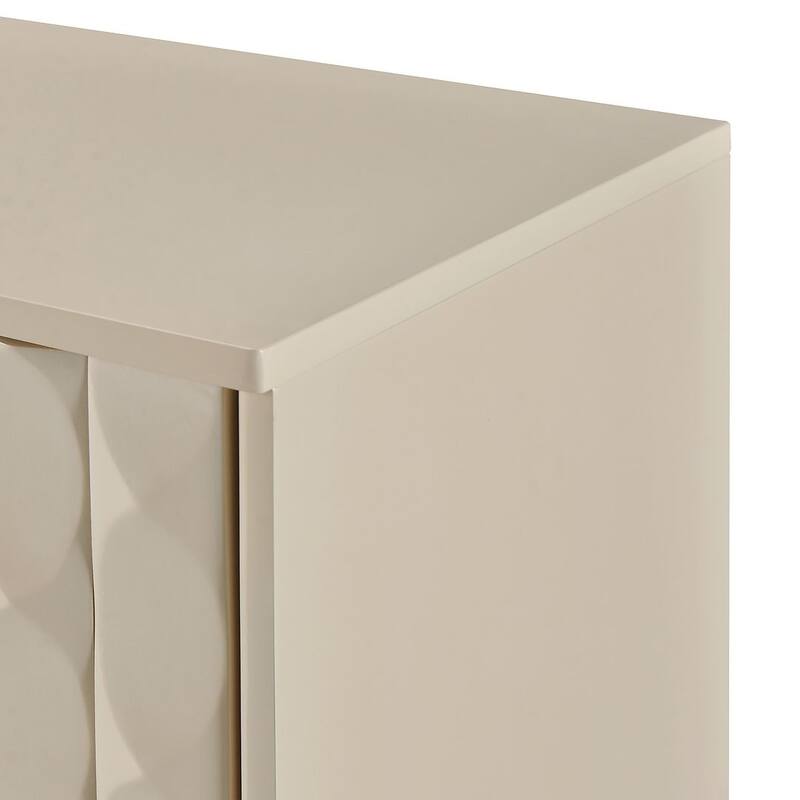 60" Modern 4-Door with Convex Pattern Doors and Silver Handles Buffet/Sideboard