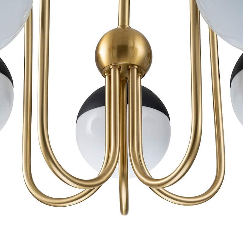 Mid-century 5-Light Opal Glass Globe Sputnik Chandelier