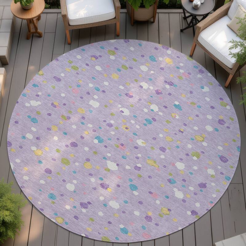 Machine Washable Indoor/ Outdoor Contemporary Sheinelle Chantille Rug - Lavender - 8' x 8'