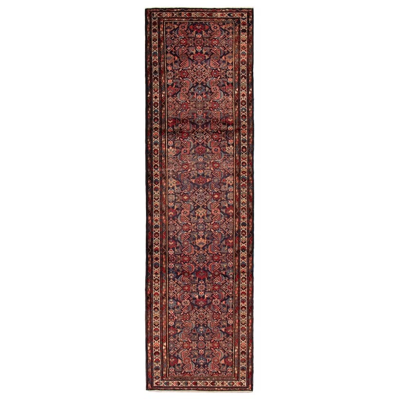 ECARPETGALLERY Hand-knotted Andelz Navy Wool Rug - 3'5 x 12'8 - Dark Navy - 3'5 x 12'8