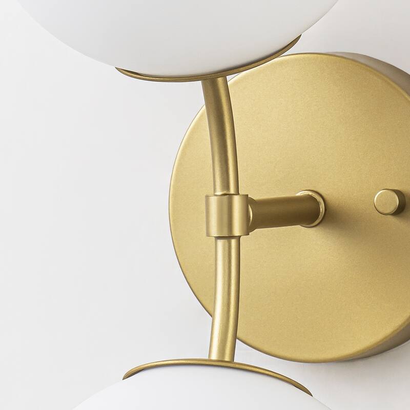 2-Light Modern Metal & Glass Wall Sconce with Two-Globe Shades for Bedroom & Living Room - 1 Light