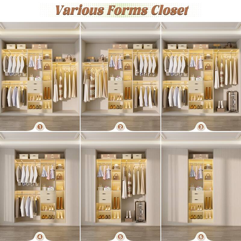31.5'' to 96'' W Closet Organizer System with Drawers and Tower Shelves for Reach-in and Walk-in Closet