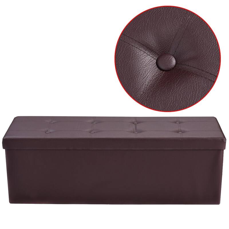 Costway 45''x15''x15'' Large Folding Storage Faux Leather Ottoman