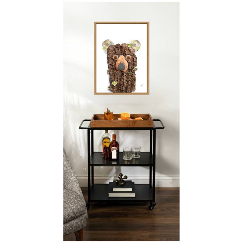 Kate and Laurel Bear with Green by Madeline Jeppesen Framed Canvas Wall Art Print