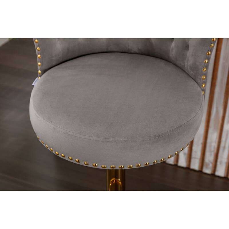 Set of 2 Adjustable Counter Height Swivel Bar Stools with Footrest