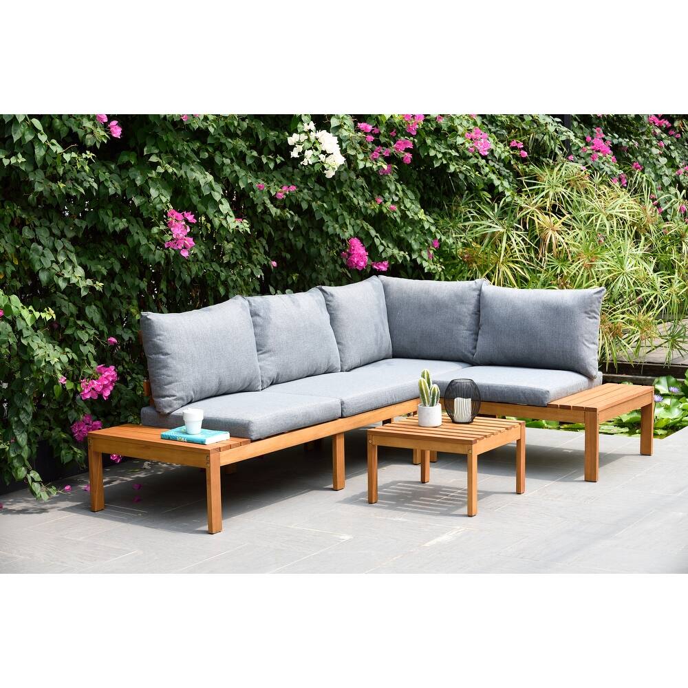Amazonia Teak Finish George Patio Rope and Wood Sectional Set