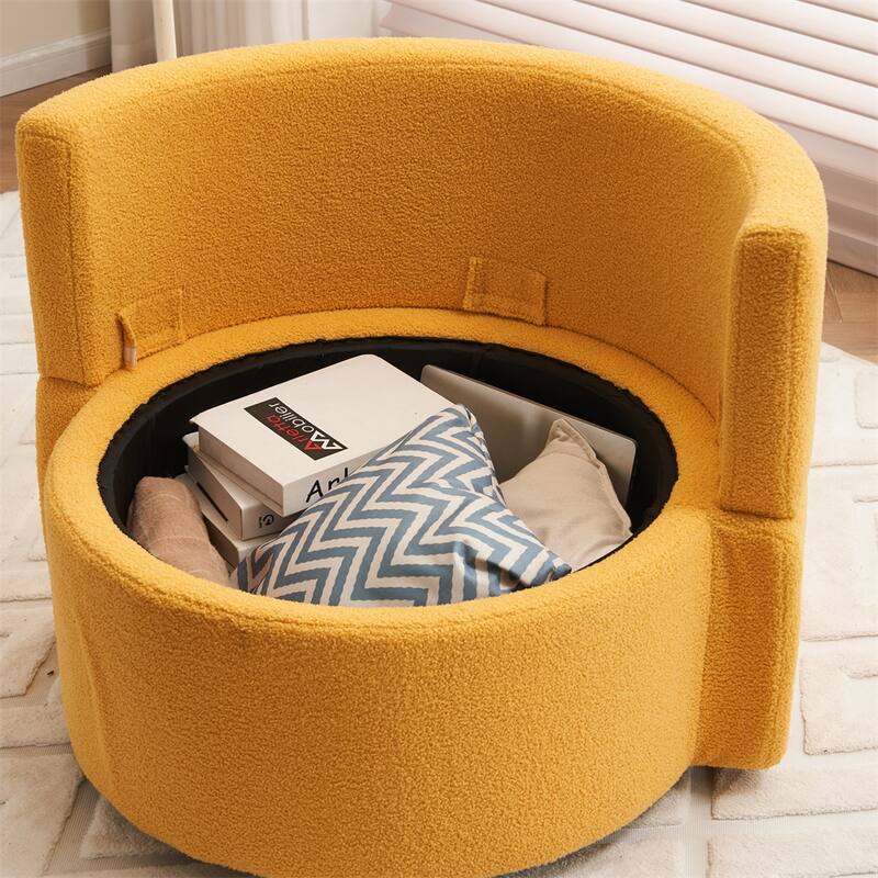 Teddy Fabric Swivel And Storage Chair With Back Cushion