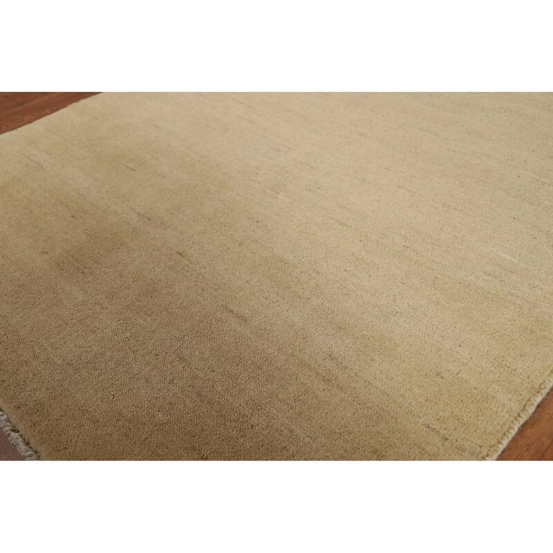 Modern Gabbeh Oriental Rug Hand-Knotted Solid Wool Carpet - 3'5"x 4'11"