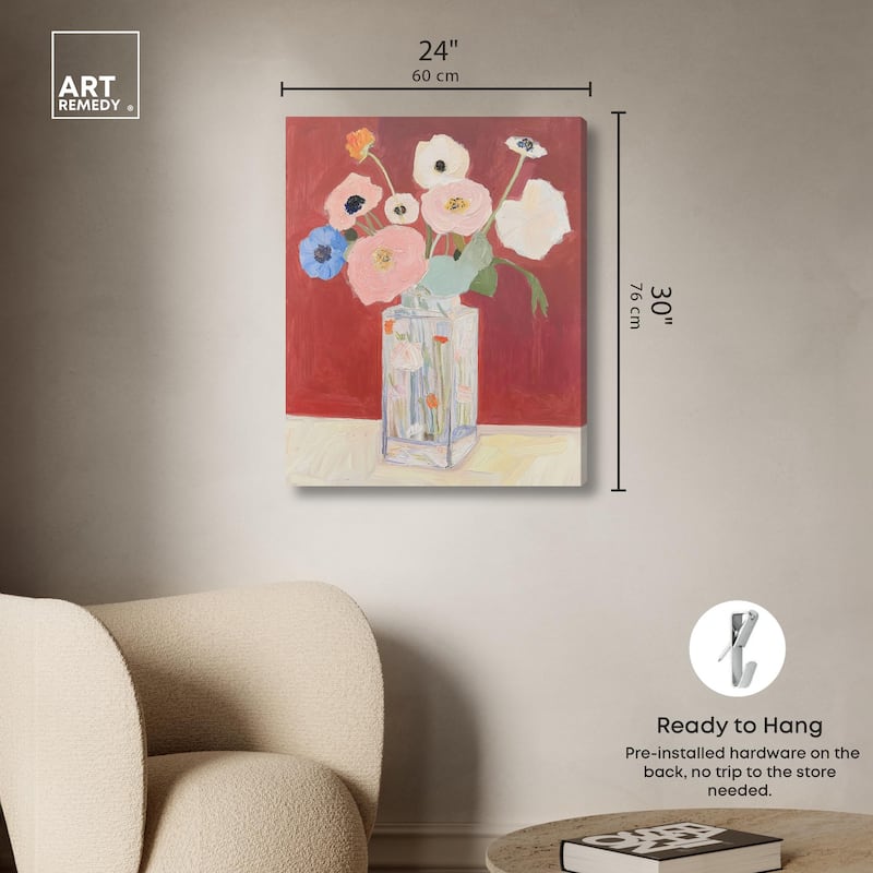 Anemones in a Vase I Canvas by Art Remedy, Gallery Wrapped