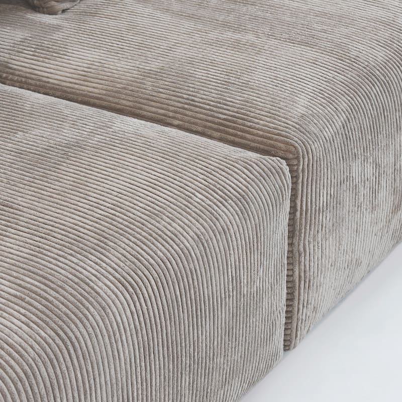 142" Contemporary Corduroy Sectional Sofa Classic Deep Couch