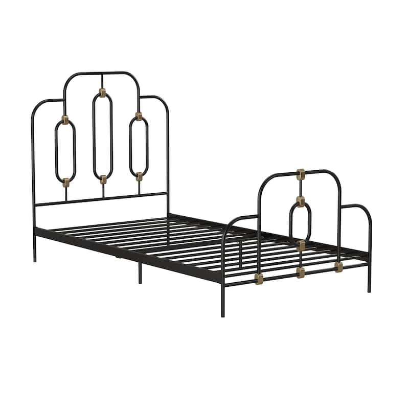 Vintage Metal Bed with Adjustable Height and Gold Detailing