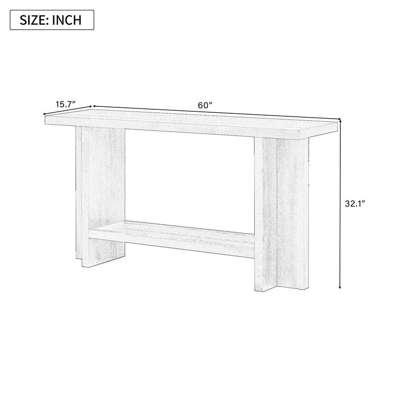 60" Console Table with T-Leg Base & Ash Veneer, Modern Style