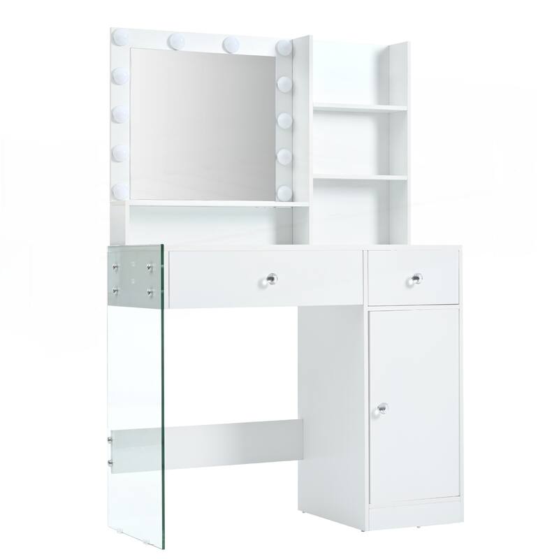 Vanity Desk with Mirror and 3 Lighting Modes