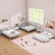 preview thumbnail 2 of 3, Silver Full Size Steel Triple Bunk Bed with Full-Length Guardrails and Two Ladders, Convertible Design