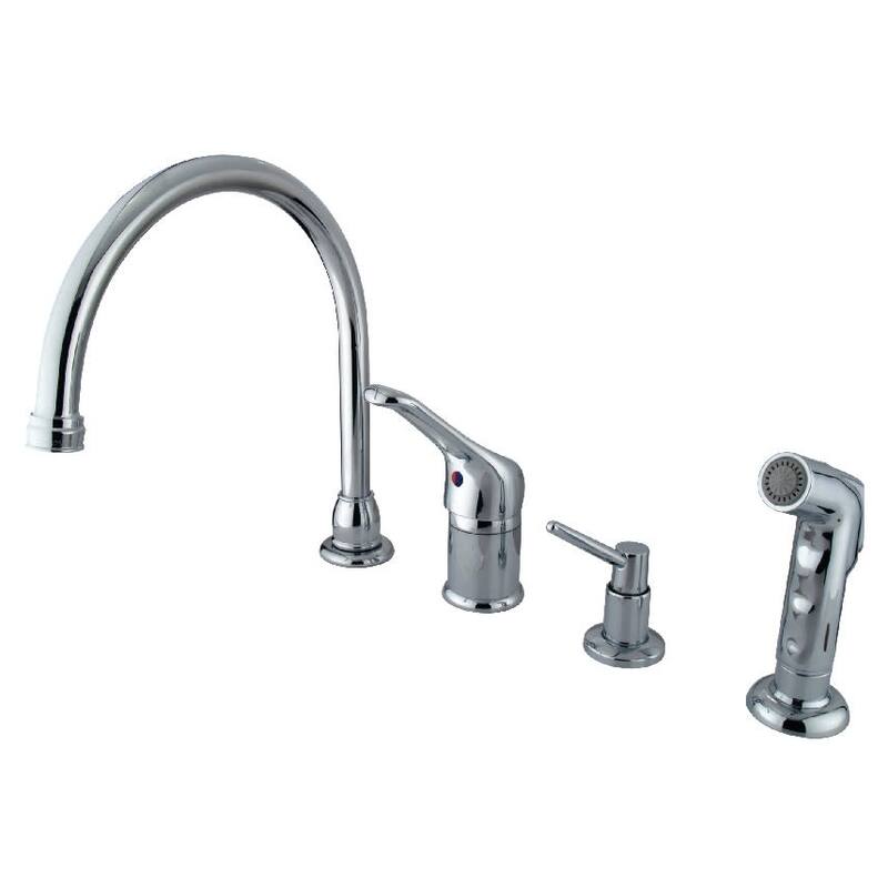 Kingston Brass Chatham Gooseneck Kitchen Faucet with Soap Dispenser, - Polished Chrome
