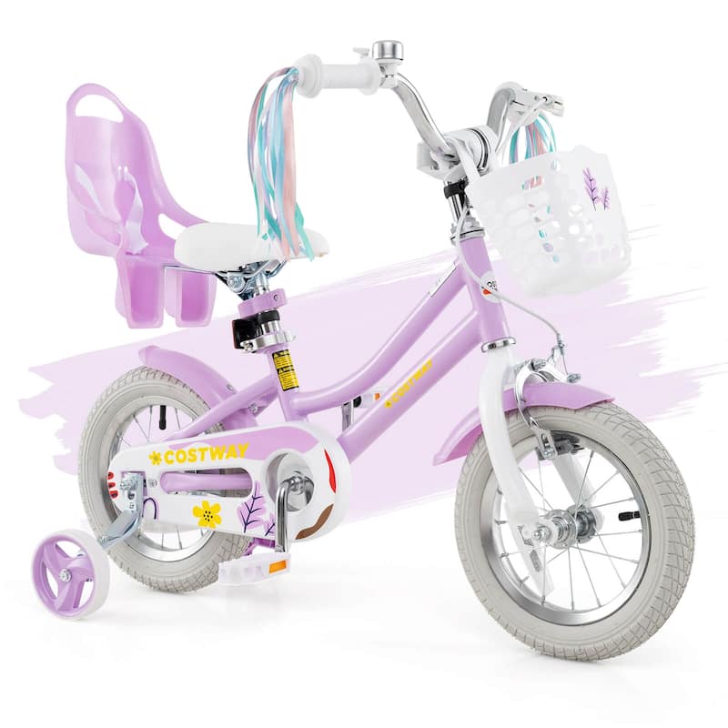 Costway 16" Kids Bicycle with Basket Doll Seat Colorful Streamers - See Details