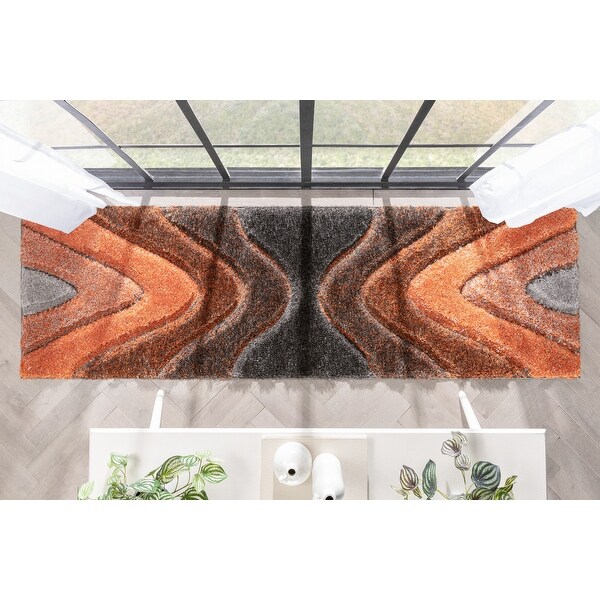 Well Woven San Francisco Luz Geometric Modern Carved Shag Area Rug