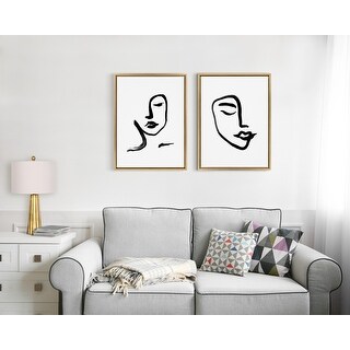 Kate and Laurel Sylvie Woman Face Art and Face Line Print Framed Canvas ...