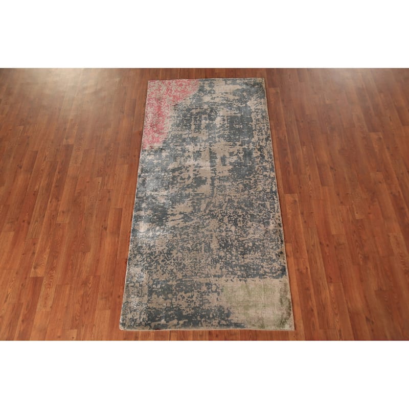 Abstract Contemporary Foyer Rug Hand-Knotted Wool Carpet - 3'0"x 6'5"