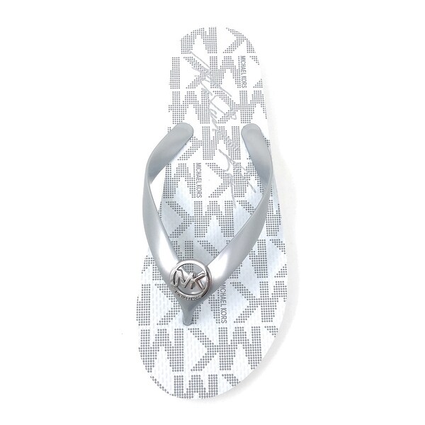 michael kors silver flip flops