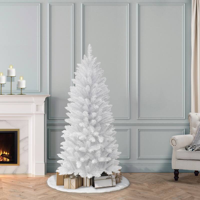 Puleo International 5 ft Unlit White Carson Artificial Pine Tree - White