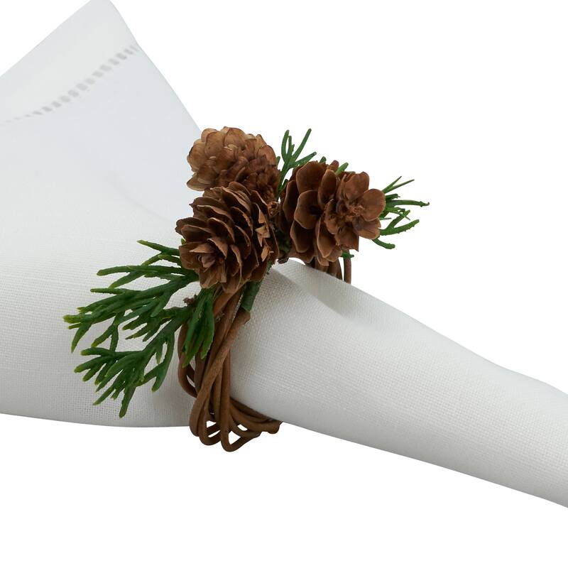 Woodland Wonder Pine Cone Napkin Ring (Set of 4) - Brown