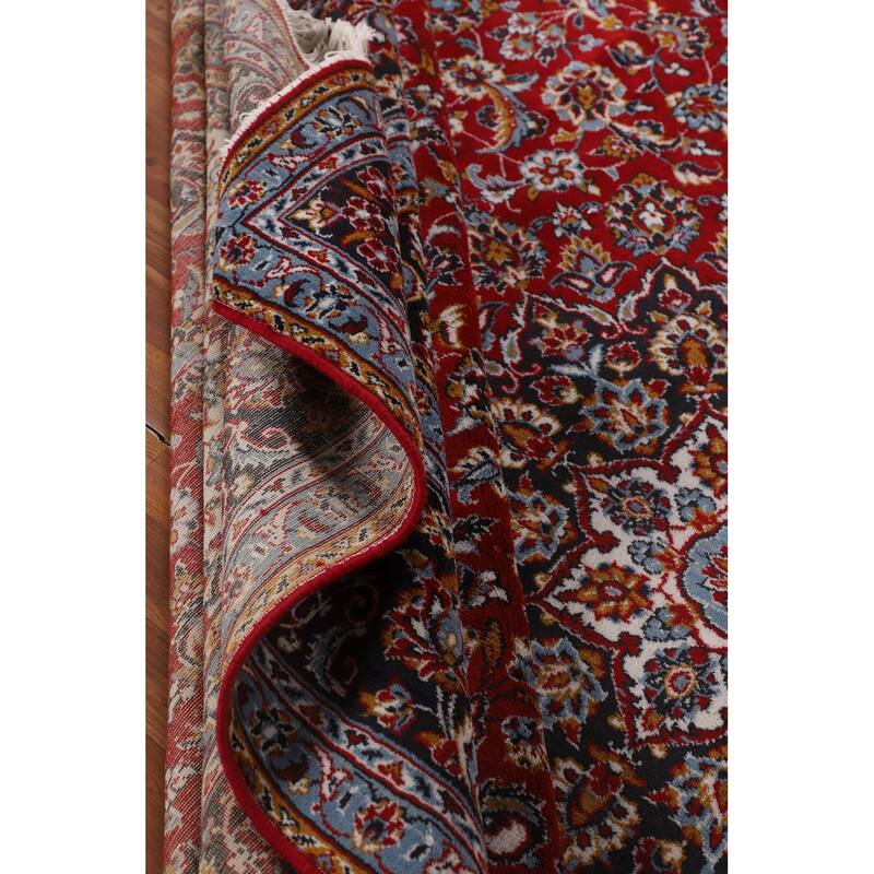 Red Floral / Traditional Kashan Turkish Rug Machine-Made Carpet - 9'7" x 12'10"