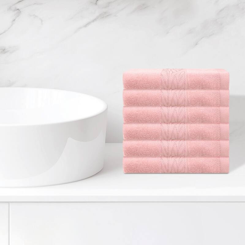 Cotton Bath Washcloths 6 Pack, Solid Breathable Face Towels, Multi-Purpose Wash Cloths for Bathroom 13" x 13"