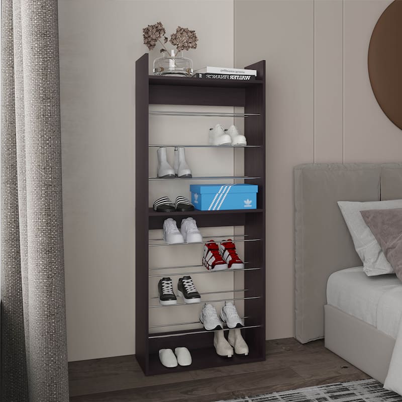 10-Tier Shoe Rack With Slim Vertical Design, Freestanding Footwear Storage, Black - Black