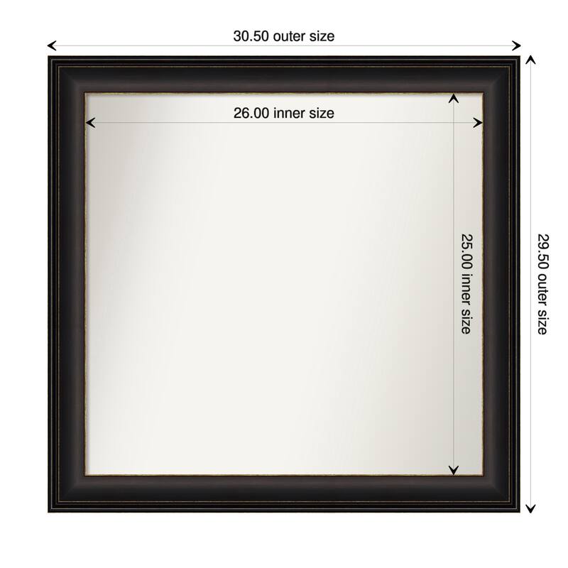 Trio Oil Rubbed Bronze Framed Non-Beveled Custom Wall Mirror, Bathroom Vanity Mirror - Outer Size: 30.5 x 29.5