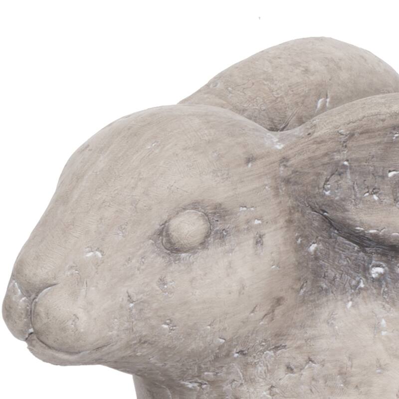 Antique Styled Raw Textured Polyresin Ideal Rabbit Planter, Medium, Gray