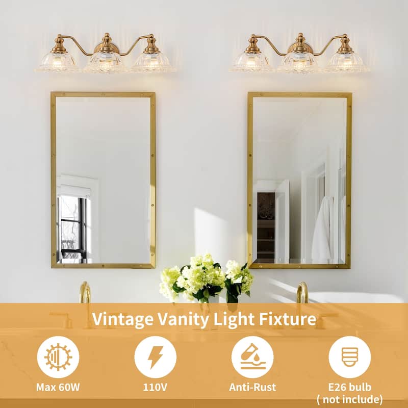 Modern Vanity Light with Crystal Glass Shade